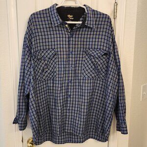 Impaq Blue / Black / White Plaid Button-Up Shirt – 5XL – 100% Acrylic